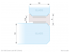 Glass Divider Corner Joint Strip Cross Section - GA 1043