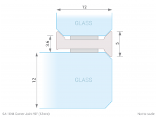 Glass Divider Corner Joint Cross Section - GA 1044