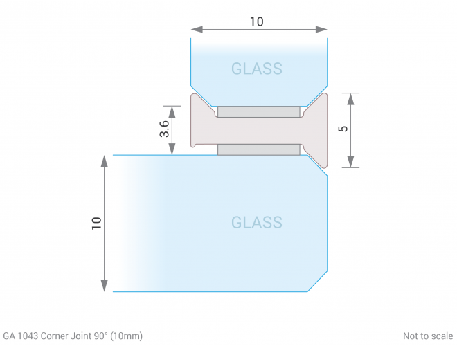Glass Divider Corner Joint Strip Cross Section - GA 1043