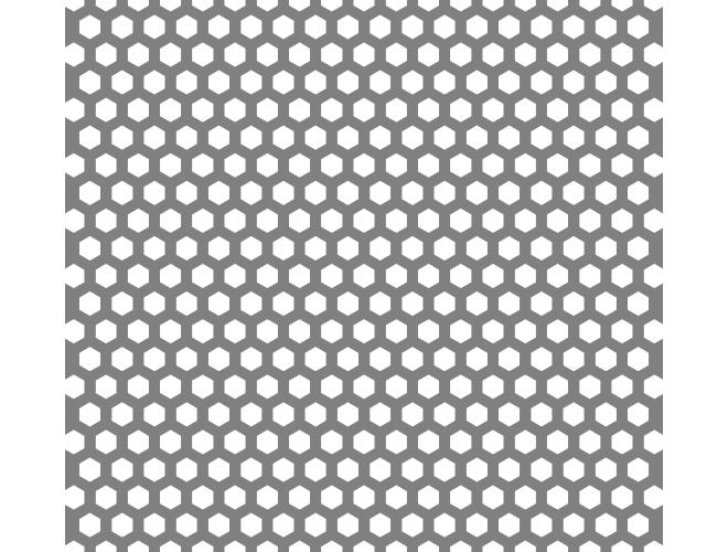 Aluminium Perforated Hex - GA PX302 Mill (untreated) 41% open area