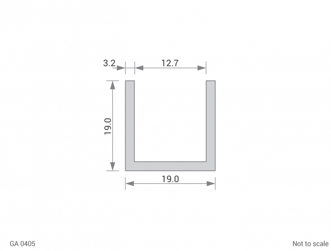 Aluminium Channel Cross Section - GA 0405