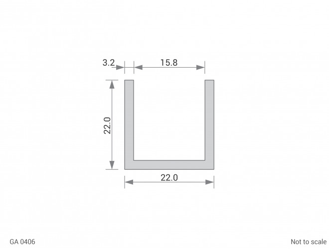 Aluminium Channel Cross Section - GA 0406