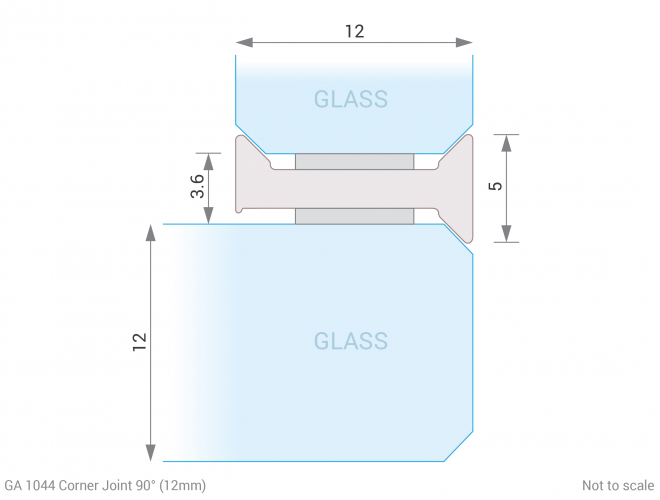 Glass Divider Corner Joint Cross Section - GA 1044