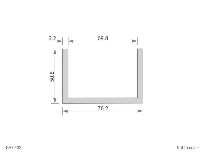Aluminium Channel Cross Section - GA 0432