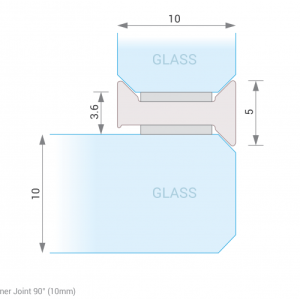 GA 1043 / GLAZING CHANNEL CORNER JOINT 90° FOR 10mm GLASS