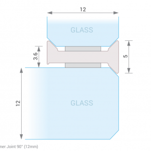 GA 1044 / GLAZING CHANNEL CORNER JOINT 90° FOR 12mm GLASS