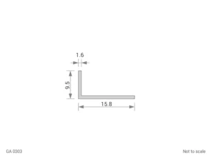 GA 0303 Aluminium angle unequal dimensions diagram