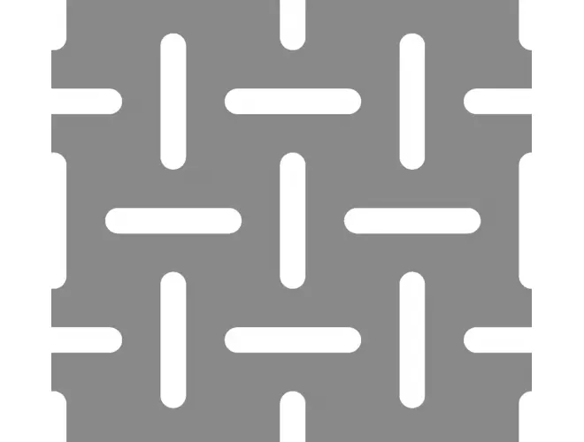 Decorative Perforated Aluminium Sheet – Herringbone – 80.0 x 15.0mm Holes, 21% Open Area