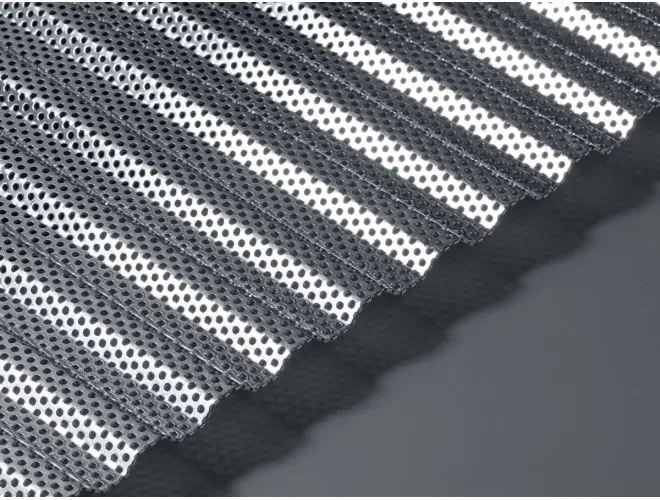 GA PMF21 mill finish perforated corrugated aluminium sheet with 6mm high flat top profile