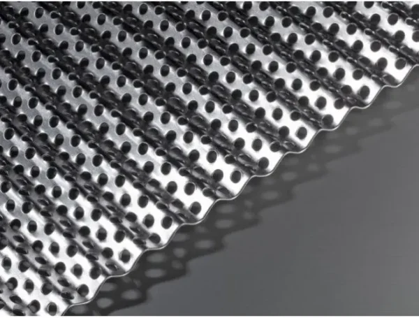 GA PMF226 mill finish perforated corrugated aluminium sheet with 8mm high wavy top profile