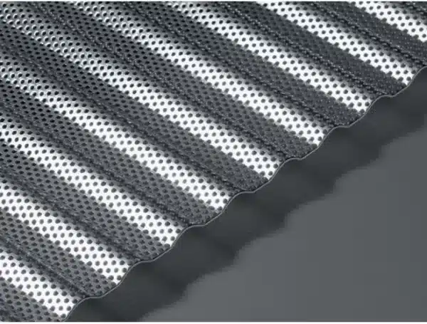 GA PMFCP20 mill finish perforated corrugated aluminium sheet with 5mm high curvy top profile