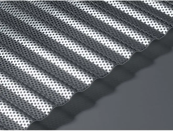 GA PMFCP20 mill finish perforated corrugated aluminium sheet with 5mm high curvy top profile