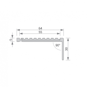 GA 1403 PREMIUM STAIR NOSING, 90° RISER, SQUARE BACK EDGE, 30mm FACE