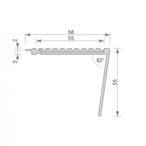 GA 1406 PREMIUM STAIR NOSING, 82° RISER, LIPPED BACK EDGE, 55mm FACE