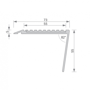 GA 1410 PREMIUM STAIR NOSING, 82° RISER, RAKED BACK EDGE, 55mm FACE