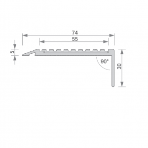 GA 1413 PREMIUM STAIR NOSING, 90° RISER, RAKED BACK EDGE, 30mm FACE