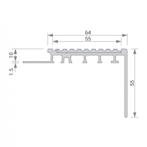 GA 1450 Premium CMS Stair Nosing, 10mm High Back Edge, 55mm Face