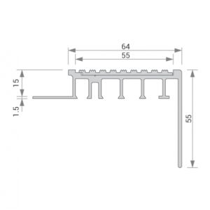 GA 1452 Premium CMS Stair Nosing, 15mm High Back Edge, 55mm Face