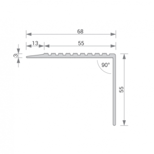 GA 1903 E RANGE STAIR NOSING, 90° RAKED BACK EDGE