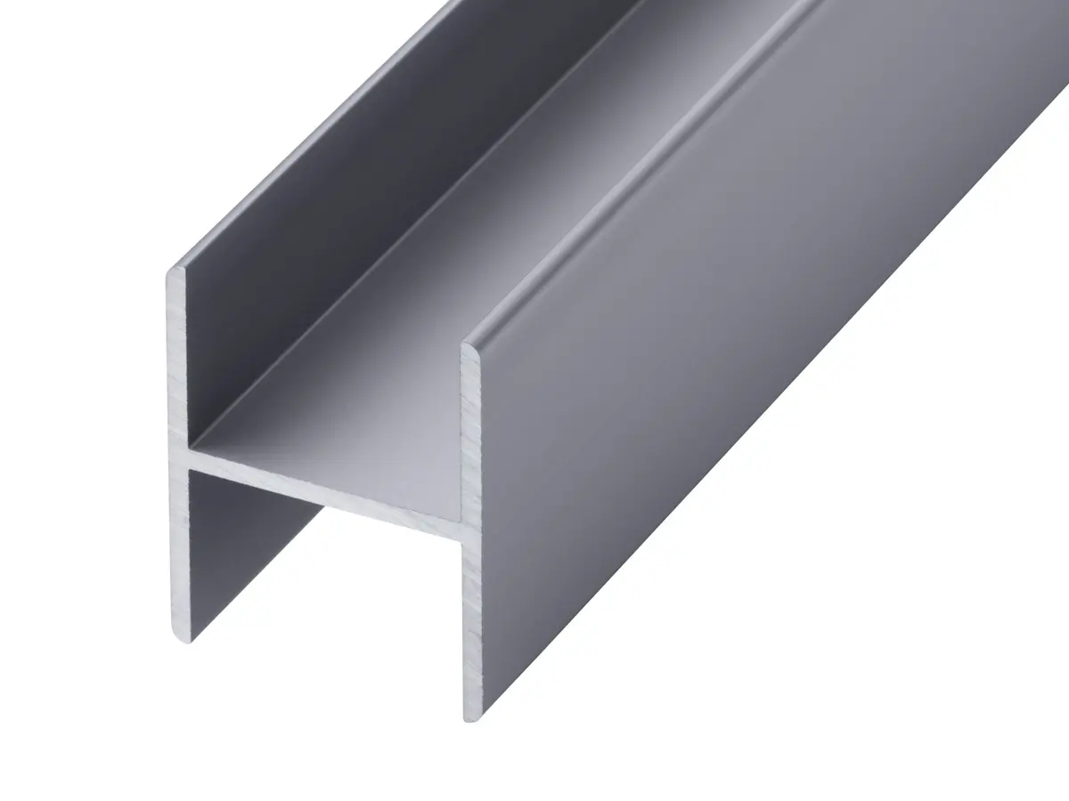 GA 1003S aluminium H-section trim with 26mm gap in natural anodised finish