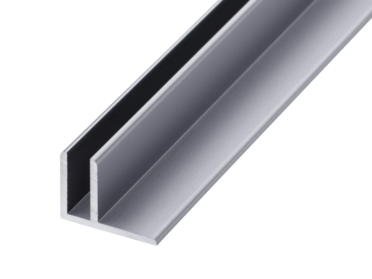 GA 1006S anodised aluminium channel profile showing a smooth silver finish and narrow channel section