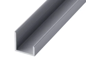 GA 1017S anodised aluminium channel profile showing a smooth silver finish and asymmetric channel section