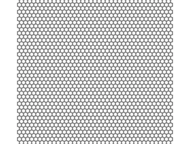 Perforated aluminium sheet with round holes, 4.7mm hole size, 49% open area and staggered pitch