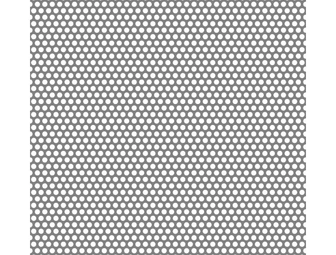 Perforated aluminium sheet with round holes, 4.7mm hole size, 40% open area and staggered pitch