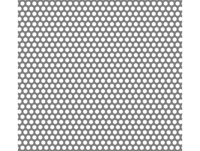 Perforated aluminium sheet with round holes, 6.3mm hole size, 40% open area and staggered pitch