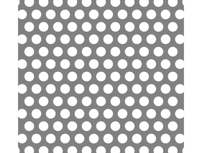 Perforated aluminium sheet with round holes, 15mm hole size, 40% open area and staggered pitch