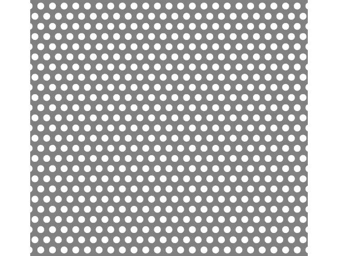 Perforated aluminium sheet with round holes, 6.3mm hole size, 29% open area and staggered pitch