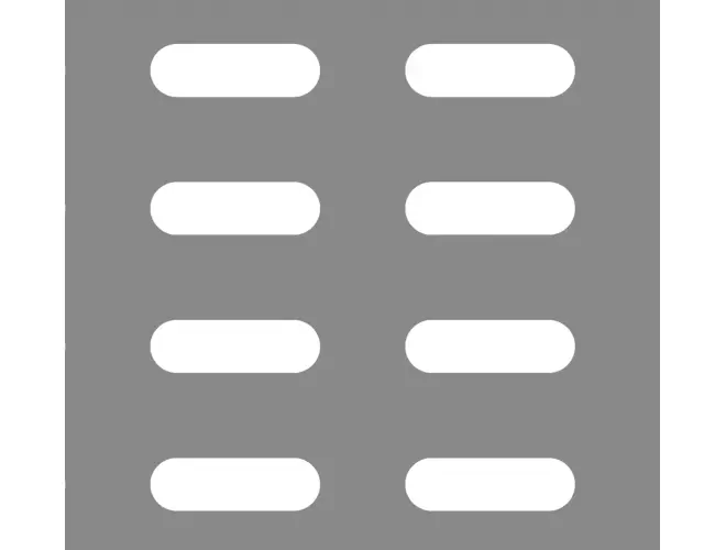 Slotted perforated aluminium sheet with 80.0 x 25mm holes, 44% open area and parallel pitch