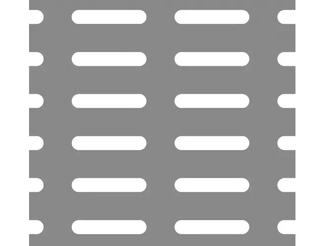 Slotted perforated aluminium sheet with 80.0 x 15mm holes, 44% open area and parallel pitch