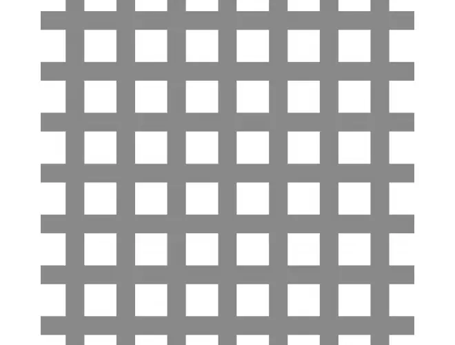 Perforated aluminium sheet with square holes, 25mm hole size and 40% open area