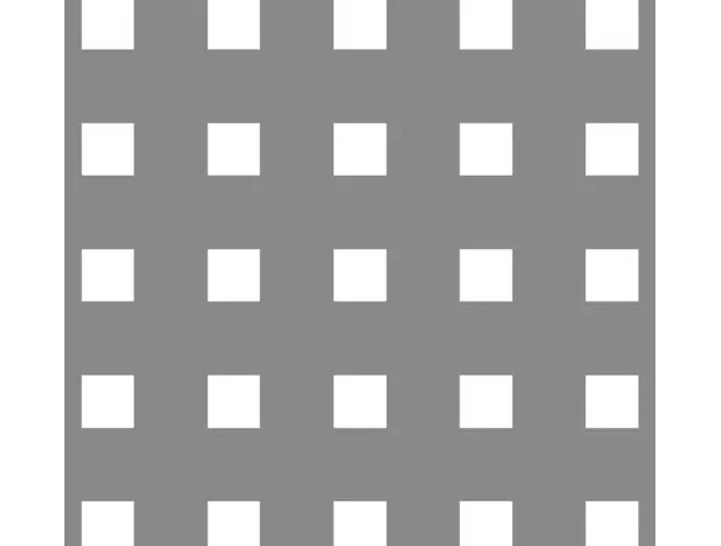 Perforated aluminium sheet with square holes, 25mm hole size and 17% open area