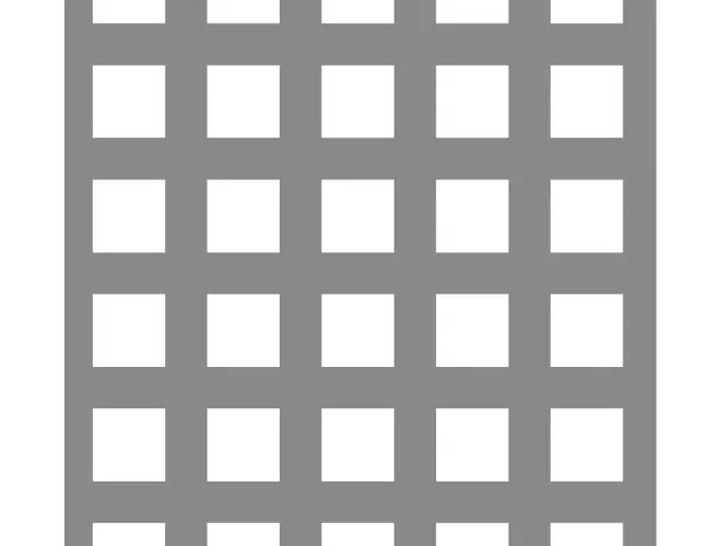 Perforated aluminium sheet with square holes, 35mm hole size and 40% open area