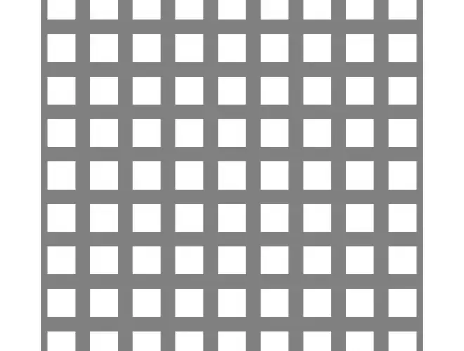 Perforated aluminium sheet with square holes, 19mm hole size and 44% open area
