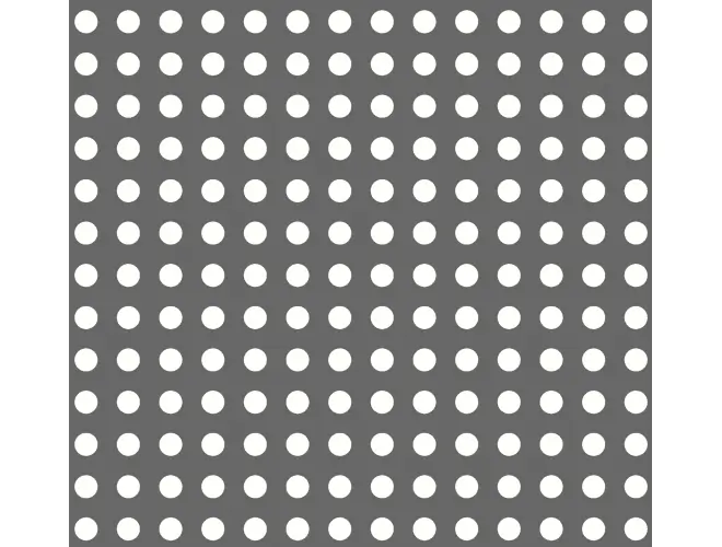Perforated aluminium sheet with round holes, 12mm hole size, 23% open area and square pitch