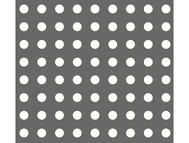 Perforated aluminium sheet with round holes, 15mm hole size, 20% open area and square pitch