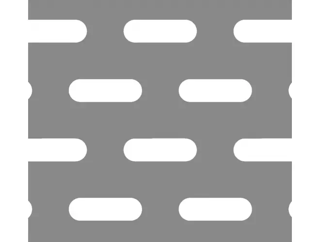 Slotted perforated aluminium sheet with 80.0 x 25mm holes, 24% open area and staggered pitch