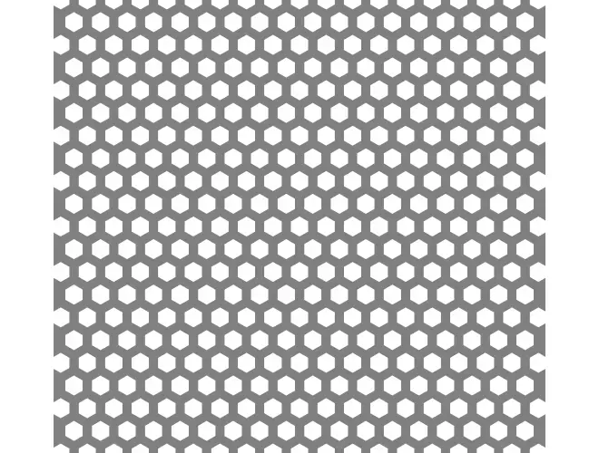 Perforated aluminium sheet with hexagonal holes, 9.0 x 10.4mm hole size and 41% open area